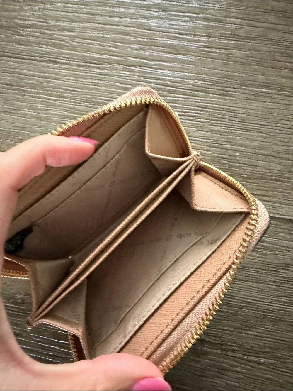 Michael Kors Brown and Cream Snake-Print Zip Card Wallet